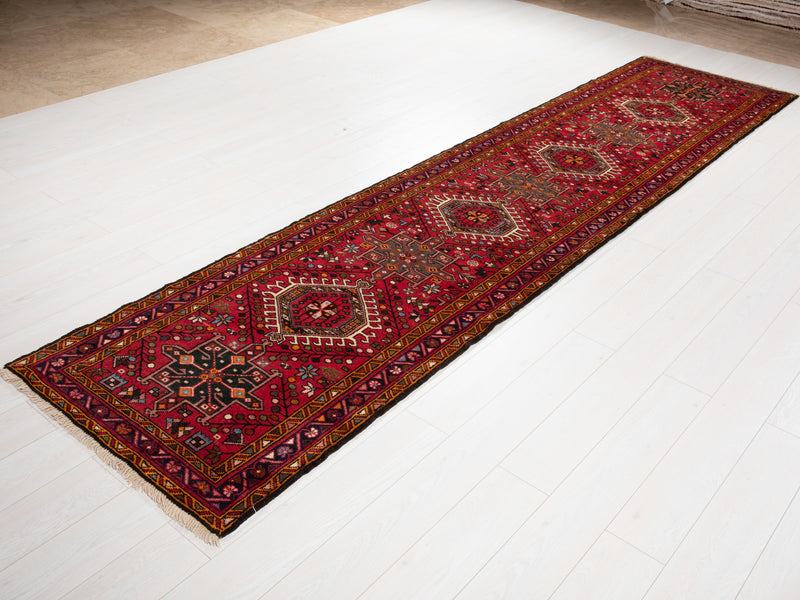 12' 3" x 2' 11" Excellent Hand-Knotted Vintage Tribal Runner Rug - Yasi & Fara 