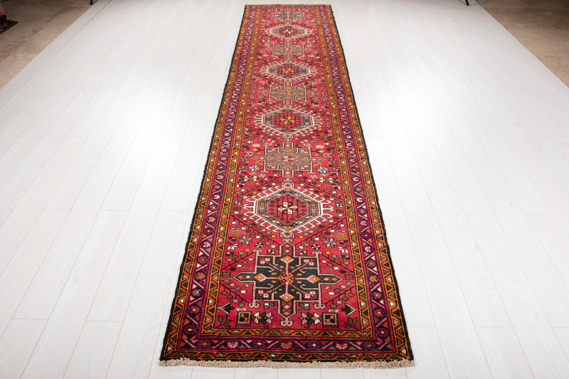 12' 3" x 2' 11" Excellent Hand-Knotted Vintage Tribal Runner Rug - Yasi & Fara 