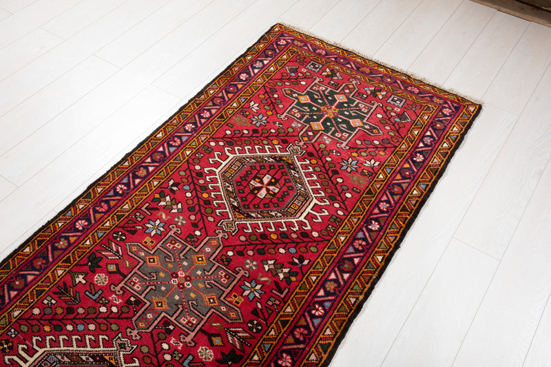 12' 3" x 2' 11" Excellent Hand-Knotted Vintage Tribal Runner Rug - Yasi & Fara 