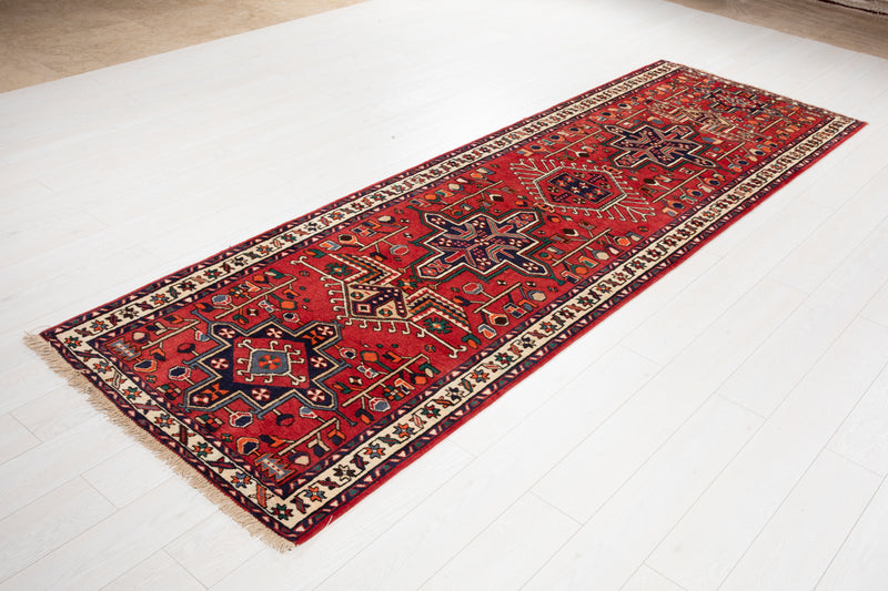 10' 4" x 3' 4" Excellent Hand-Knotted Vintage Tribal Runner Rug - Yasi & Fara 