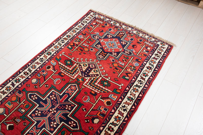 10' 4" x 3' 4" Excellent Hand-Knotted Vintage Tribal Runner Rug - Yasi & Fara 