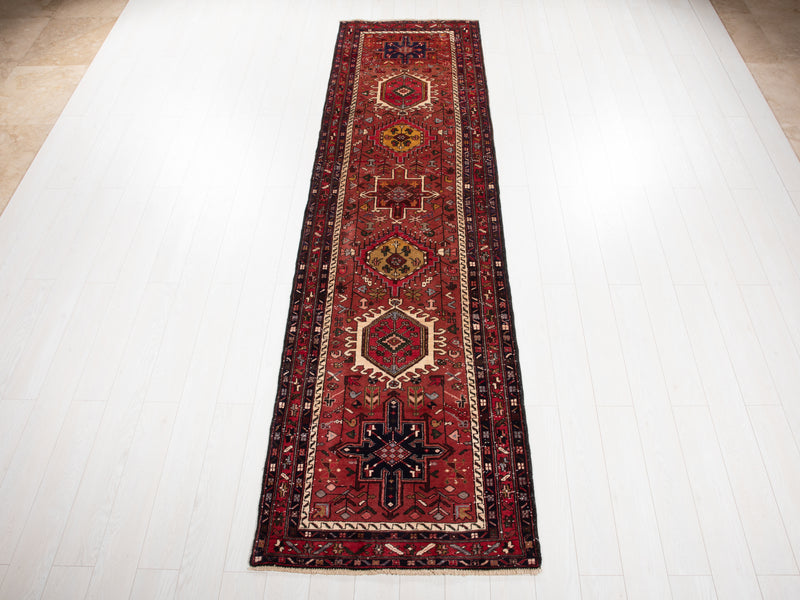 11' 2" x 3' 1" Excellent Hand-Knotted Vintage Tribal Runner Rug - Yasi & Fara 