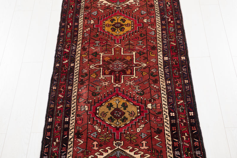 11' 2" x 3' 1" Excellent Hand-Knotted Vintage Tribal Runner Rug - Yasi & Fara 