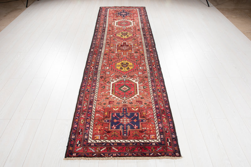 11' 2" x 3' 1" Excellent Hand-Knotted Vintage Tribal Runner Rug - Yasi & Fara 