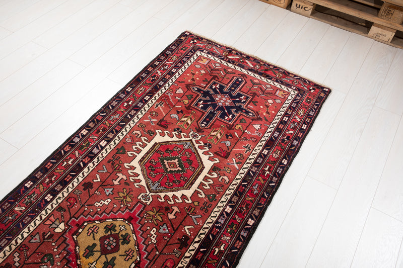 11' 2" x 3' 1" Excellent Hand-Knotted Vintage Tribal Runner Rug - Yasi & Fara 