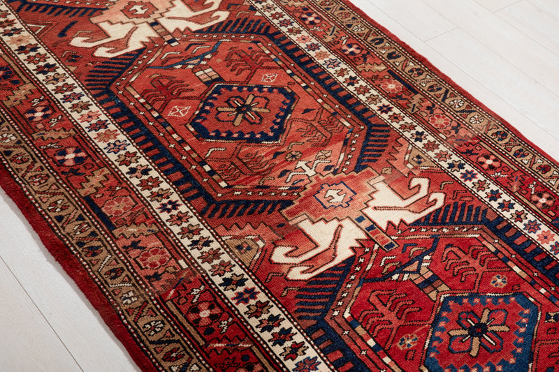 13' 9" x 3' 10" Excellent Hand-Knotted Collectible Vintage Tribal Runner Rug - Yasi & Fara 