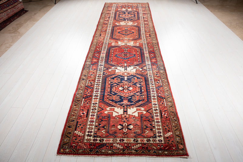 13' 9" x 3' 10" Excellent Hand-Knotted Collectible Vintage Tribal Runner Rug - Yasi & Fara 