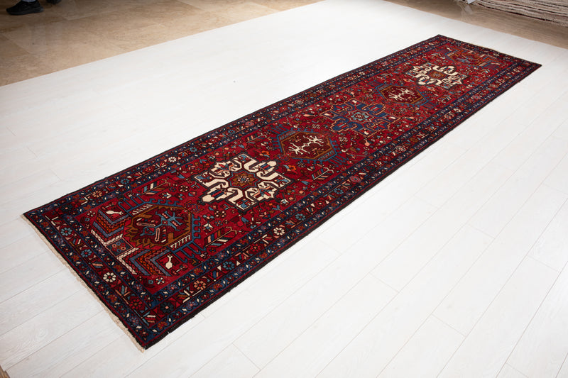 12' 8" x 3' 3" Excellent Hand-Knotted Collectible Vintage Tribal Runner Rug - Yasi & Fara 