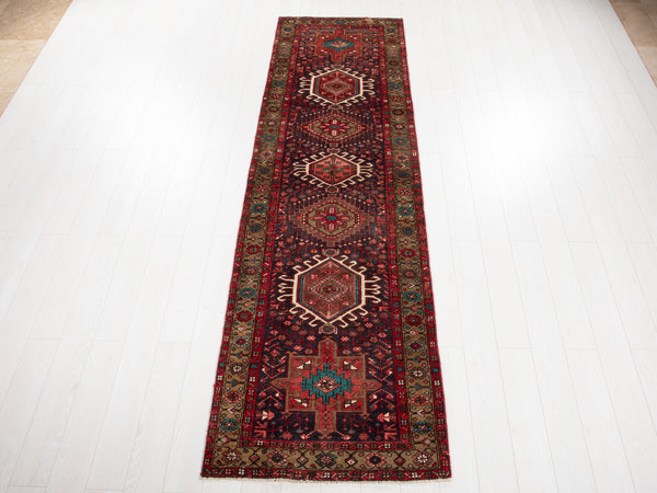 10' 5" x 3' Excellent Hand-Knotted Collectible Vintage Tribal Runner Rug - Yasi & Fara 