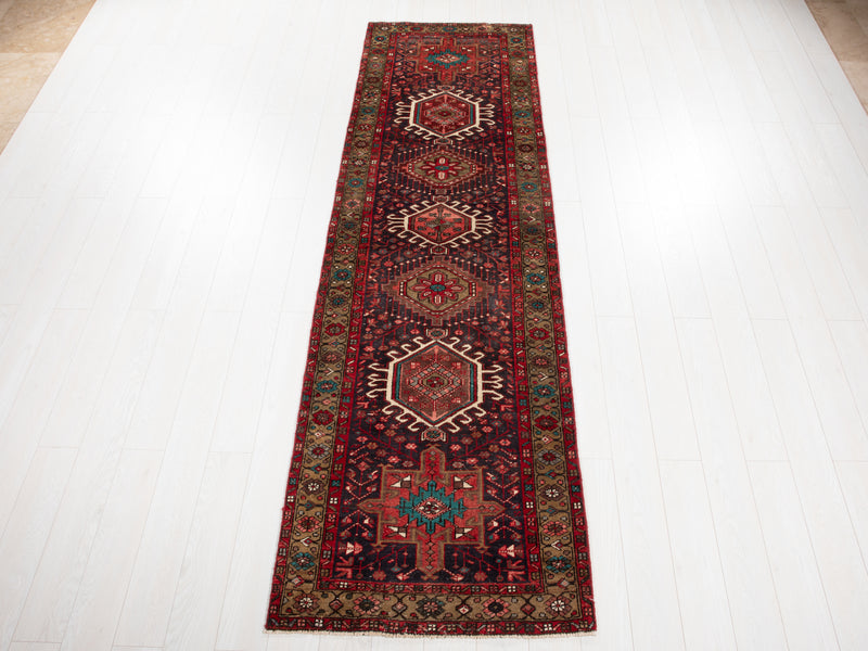 10' 5" x 3' Excellent Hand-Knotted Collectible Vintage Tribal Runner Rug - Yasi & Fara 