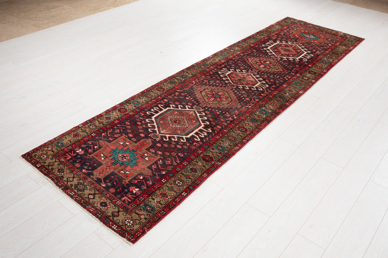 10' 5" x 3' Excellent Hand-Knotted Collectible Vintage Tribal Runner Rug - Yasi & Fara 