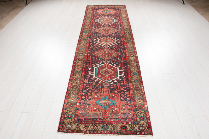 10' 5" x 3' Excellent Hand-Knotted Collectible Vintage Tribal Runner Rug - Yasi & Fara 