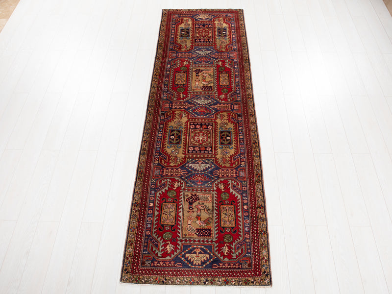 9' 6" x 2' 11" Excellent Hand-Knotted Vintage Collectible Tribal Runner Rug - Yasi & Fara 
