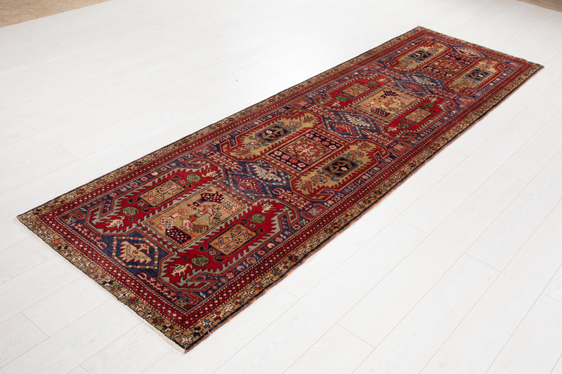 9' 6" x 2' 11" Excellent Hand-Knotted Vintage Collectible Tribal Runner Rug - Yasi & Fara 