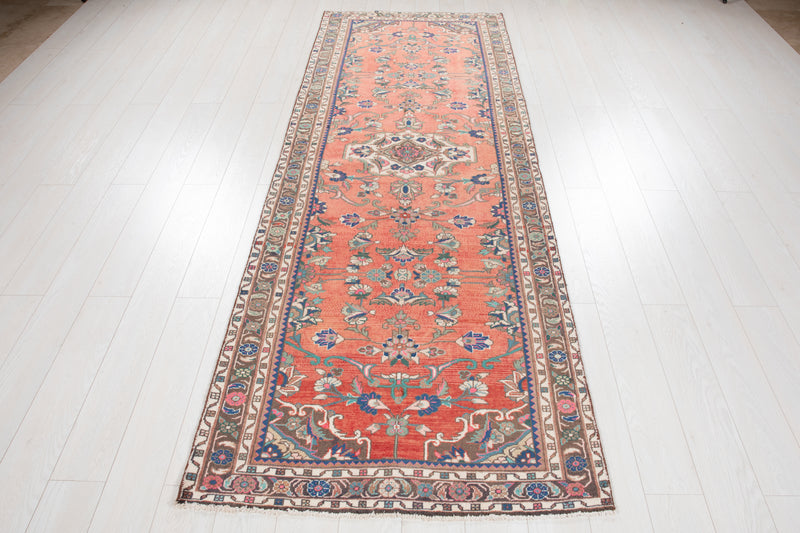 9' 8" x 3' 5" Excellent Hand-Knotted Vintage Tribal Runner Rug - Yasi & Fara 