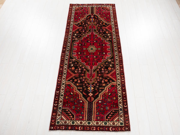 9' 3" x 3' 5" Excellent Hand-Knotted Vintage Tribal Runner Rug - Yasi & Fara 