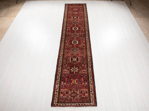 12' 10" x 2' 8" Excellent Hand-Knotted Vintage Tribal Runner Rug - Yasi & Fara 