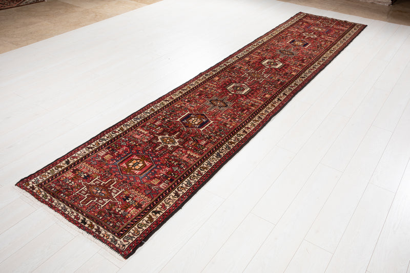 12' 10" x 2' 8" Excellent Hand-Knotted Vintage Tribal Runner Rug - Yasi & Fara 