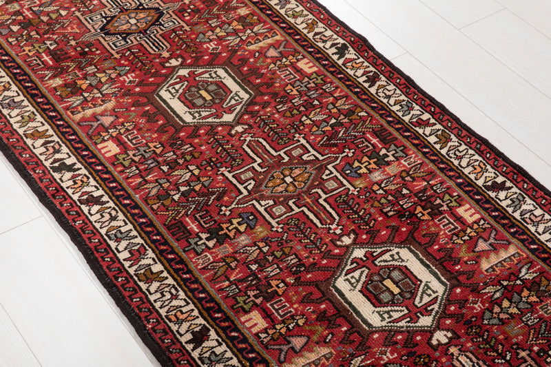 12' 10" x 2' 8" Excellent Hand-Knotted Vintage Tribal Runner Rug - Yasi & Fara 