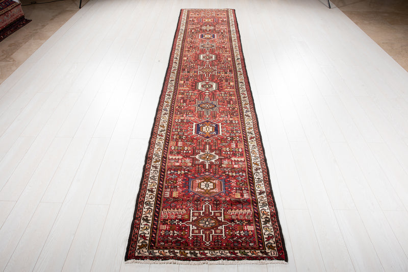 12' 10" x 2' 8" Excellent Hand-Knotted Vintage Tribal Runner Rug - Yasi & Fara 