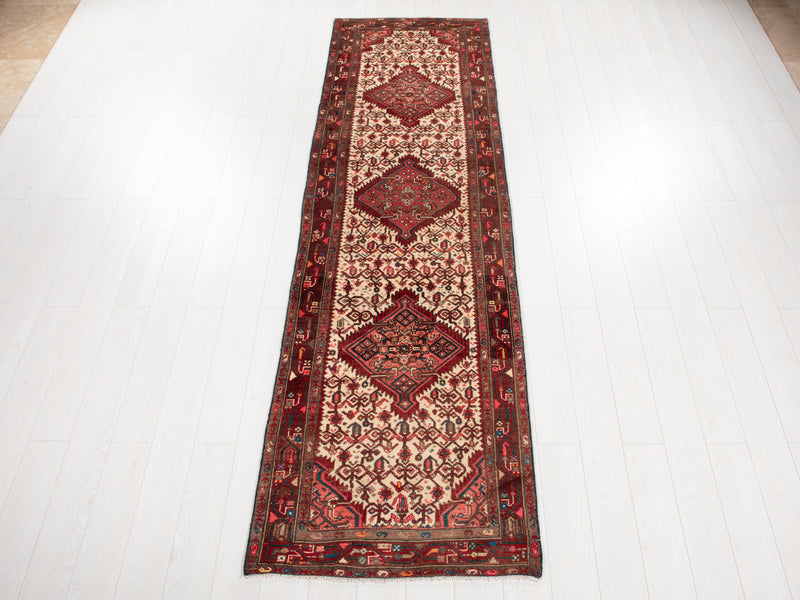 10' 6" x 2' 11" Excellent Hand-Knotted Vintage Tribal Runner Rug - Yasi & Fara 