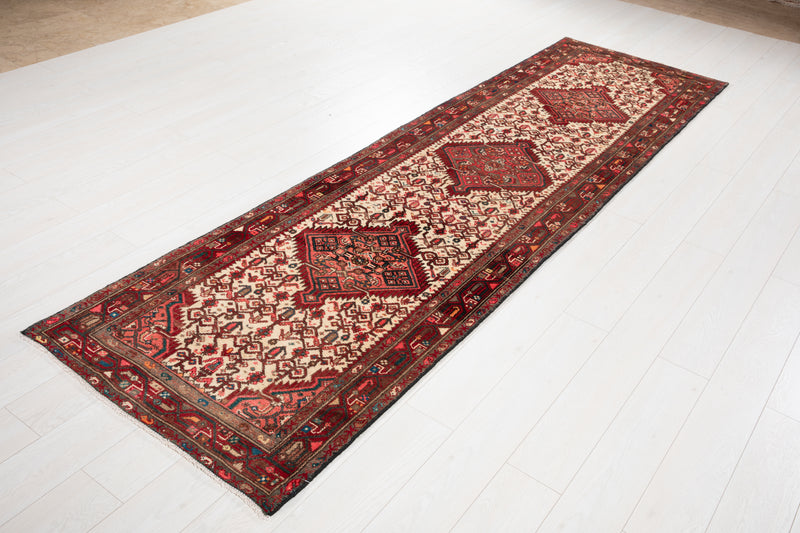 10' 6" x 2' 11" Excellent Hand-Knotted Vintage Tribal Runner Rug - Yasi & Fara 