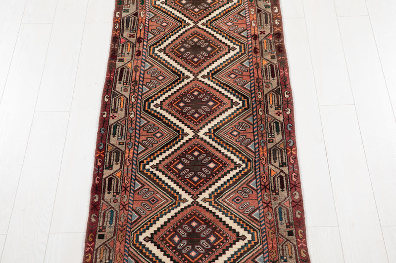 10' 5" x 2' 7" Excellent Hand-Knotted Vintage Tribal Runner Rug - Yasi & Fara 