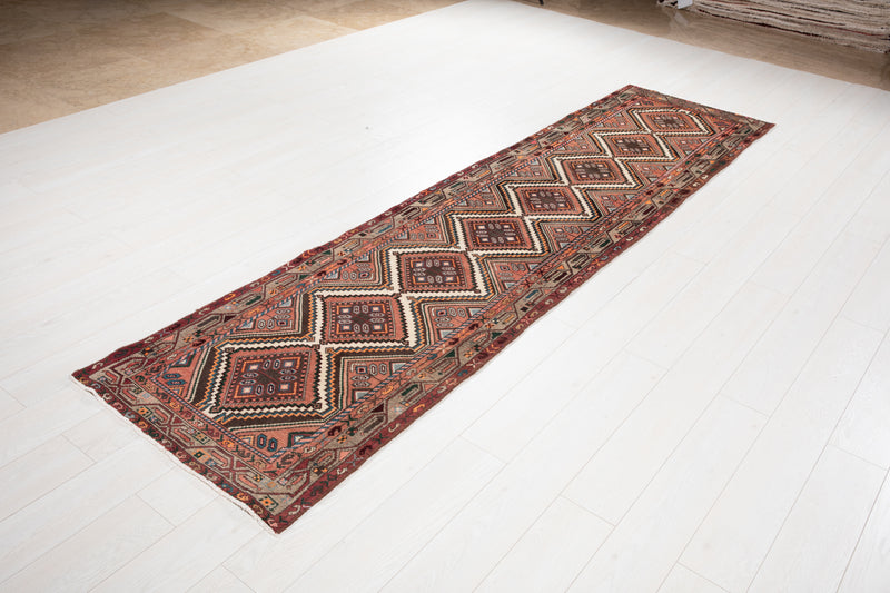 10' 5" x 2' 7" Excellent Hand-Knotted Vintage Tribal Runner Rug - Yasi & Fara 