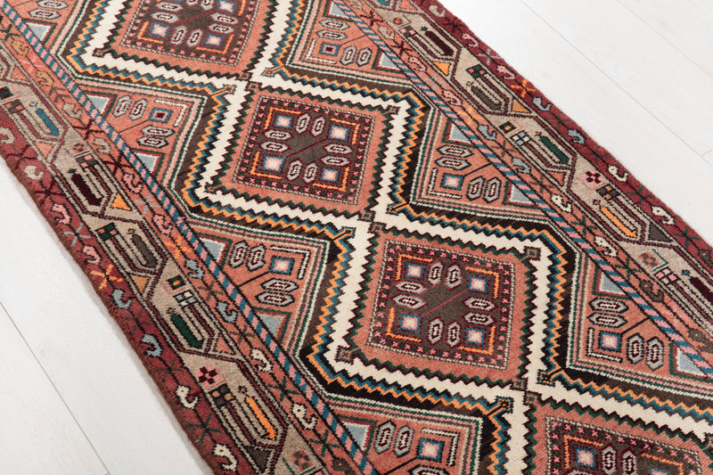 10' 5" x 2' 7" Excellent Hand-Knotted Vintage Tribal Runner Rug - Yasi & Fara 