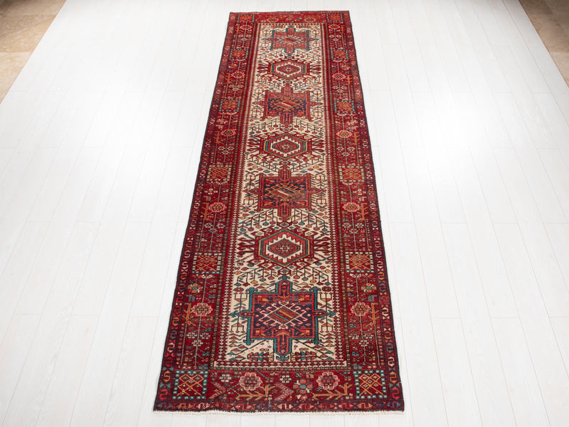 11' 2" x 3' 6" Excellent Hand-Knotted Vintage Collectible Tribal Runner Rug - Yasi & Fara 