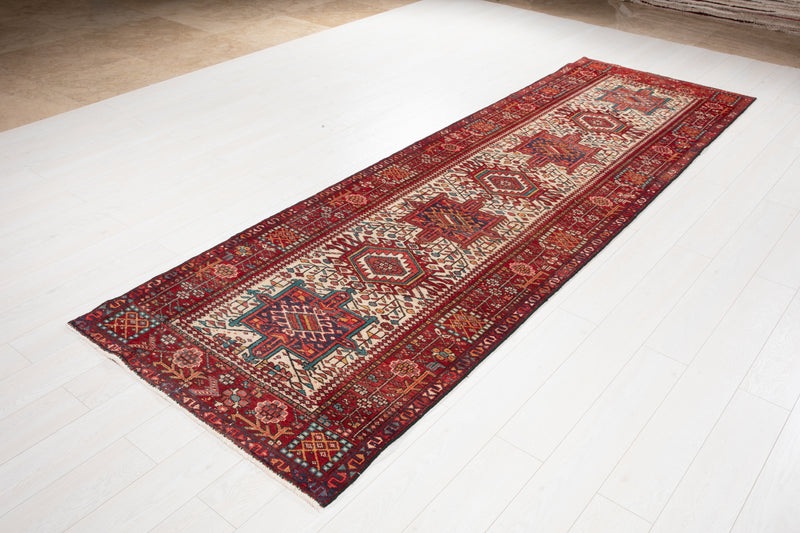 11' 2" x 3' 6" Excellent Hand-Knotted Vintage Collectible Tribal Runner Rug - Yasi & Fara 