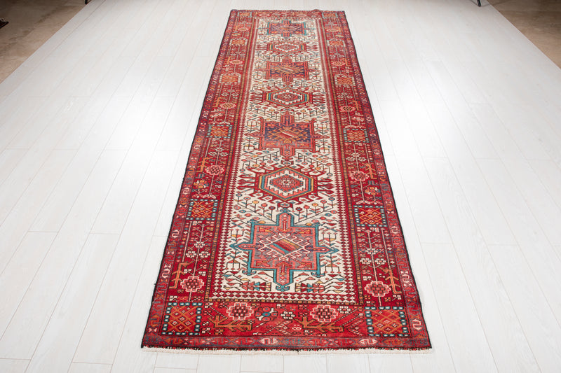 11' 2" x 3' 6" Excellent Hand-Knotted Vintage Collectible Tribal Runner Rug - Yasi & Fara 