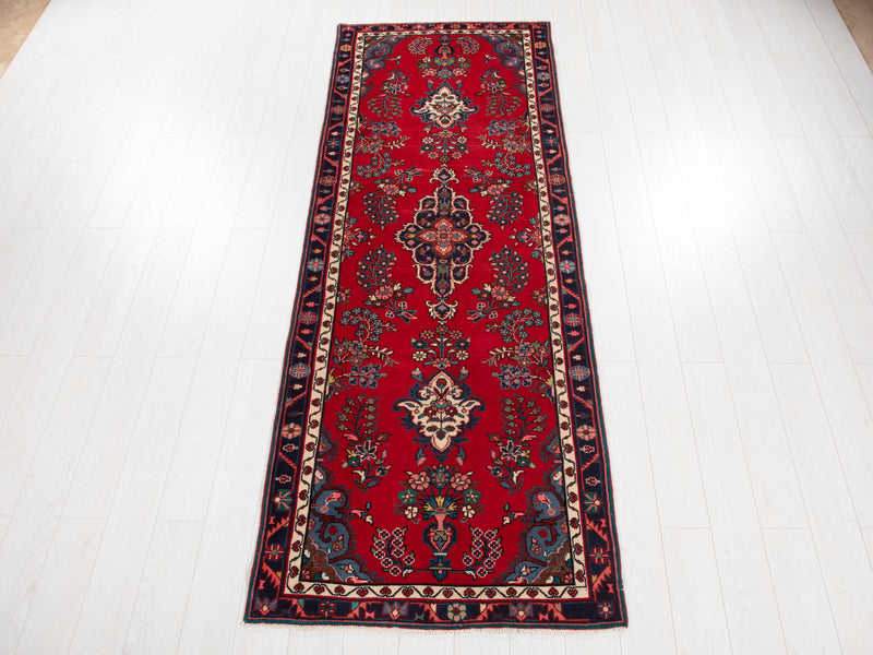 9' 9" x 3' 4" Excellent Hand-Knotted Vintage Tribal Runner Rug - Yasi & Fara 