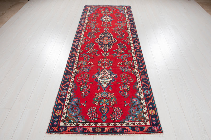 9' 9" x 3' 4" Excellent Hand-Knotted Vintage Tribal Runner Rug - Yasi & Fara 