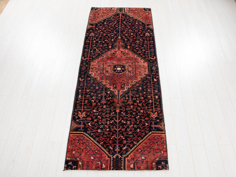 9' 2" x 3' 4" Excellent Hand-Knotted Vintage Tribal Runner Rug - Yasi & Fara 