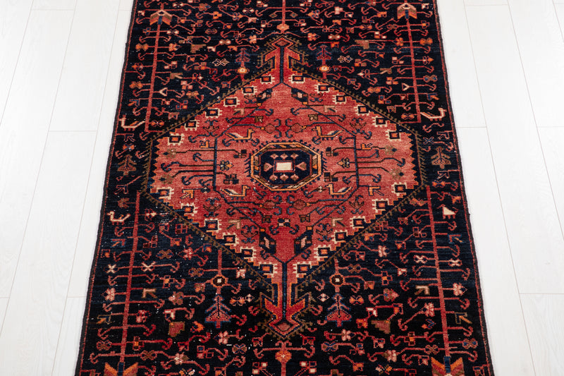 9' 2" x 3' 4" Excellent Hand-Knotted Vintage Tribal Runner Rug - Yasi & Fara 