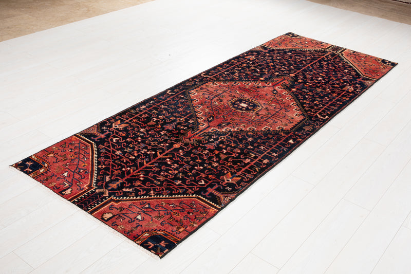 9' 2" x 3' 4" Excellent Hand-Knotted Vintage Tribal Runner Rug - Yasi & Fara 