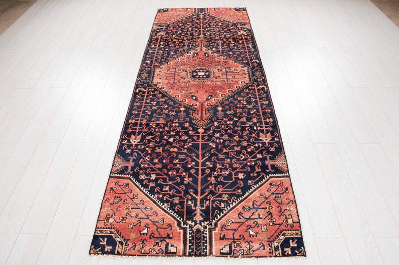 9' 2" x 3' 4" Excellent Hand-Knotted Vintage Tribal Runner Rug - Yasi & Fara 