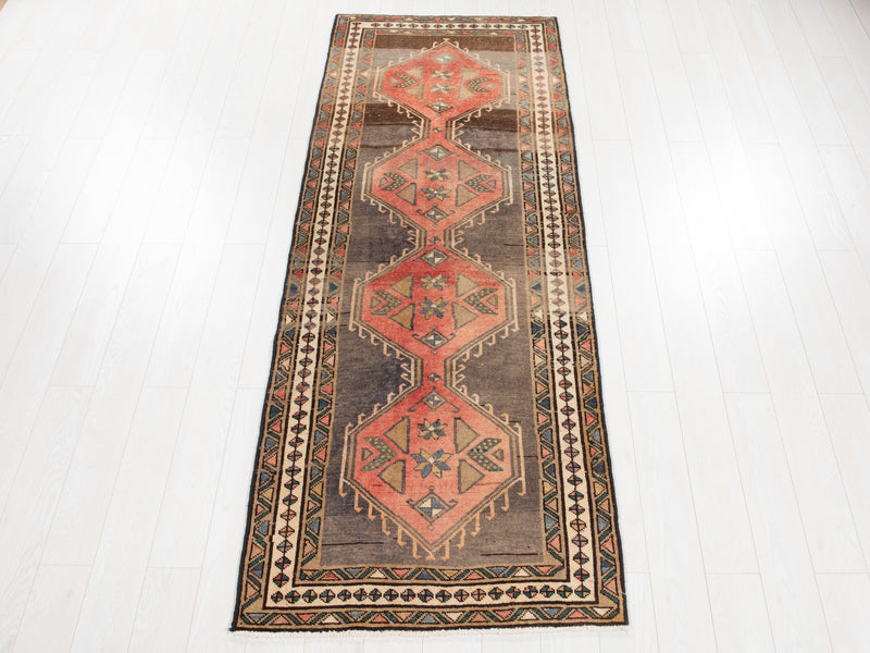 9' 4" x 3' 3" Excellent Hand-Knotted Vintage Tribal Runner Rug - Yasi & Fara 