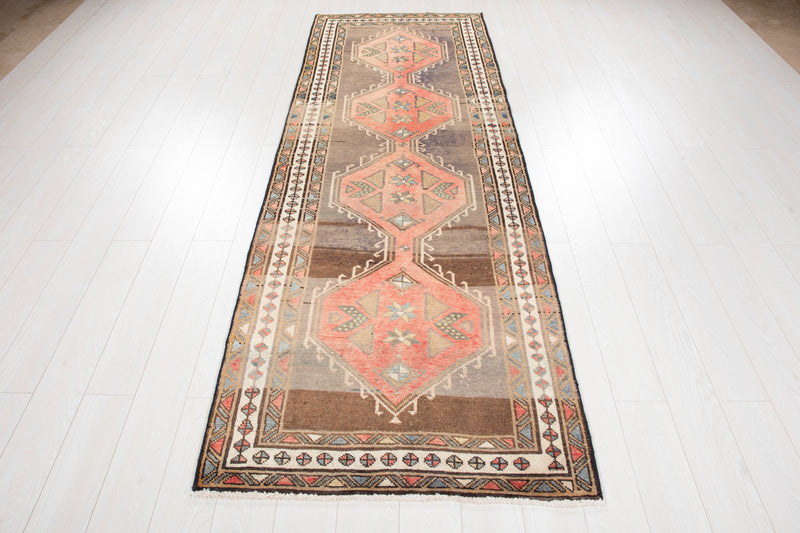 9' 4" x 3' 3" Excellent Hand-Knotted Vintage Tribal Runner Rug - Yasi & Fara 