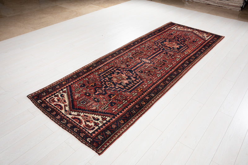 10' 1" x 3' 7" Excellent Hand-Knotted Vintage Tribal Runner Rug - Yasi & Fara 