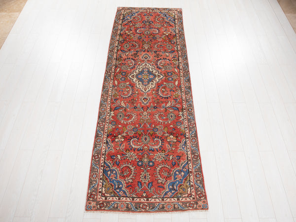 9' 11" x 3' 4" Excellent Hand-Knotted Vintage Tribal Runner Rug - Yasi & Fara 