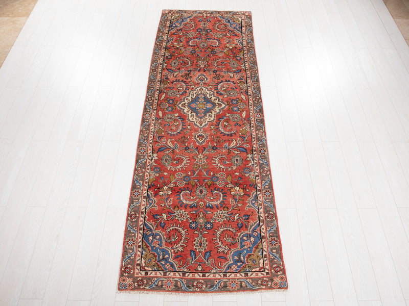 9' 11" x 3' 4" Excellent Hand-Knotted Vintage Tribal Runner Rug - Yasi & Fara 