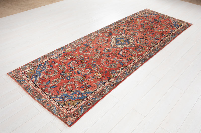 9' 11" x 3' 4" Excellent Hand-Knotted Vintage Tribal Runner Rug - Yasi & Fara 