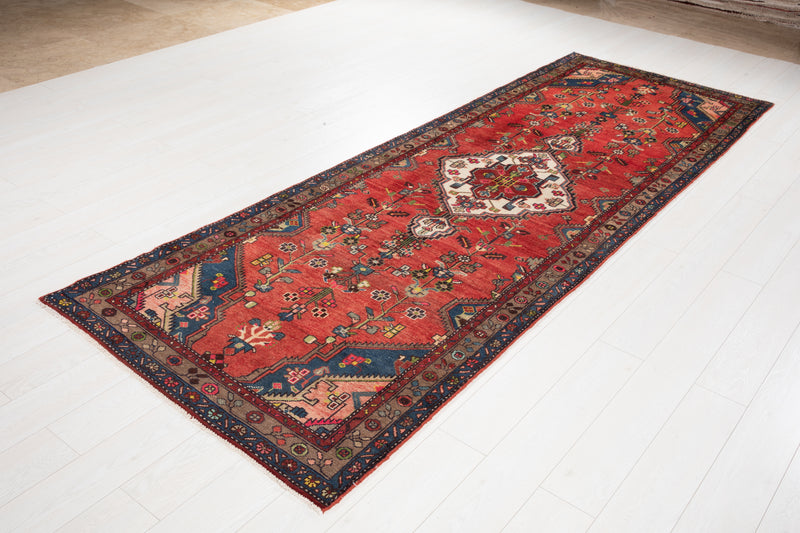 10' 8" x 3' 8" Excellent Hand-Knotted Vintage Tribal Runner Rug - Yasi & Fara 