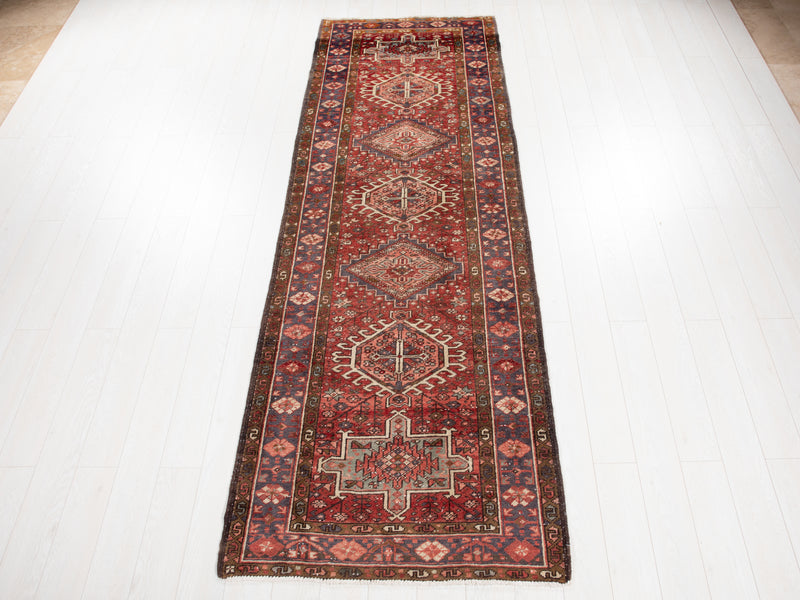 10' 7" x 3' 6" Excellent Hand-Knotted Vintage Tribal Runner Rug - Yasi & Fara 
