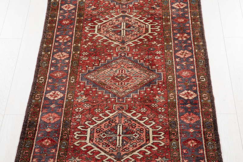 10' 7" x 3' 6" Excellent Hand-Knotted Vintage Tribal Runner Rug - Yasi & Fara 