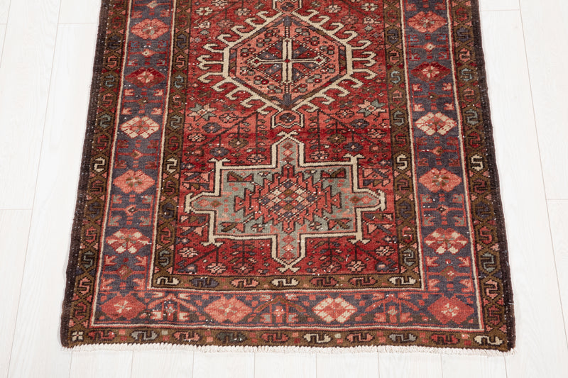 10' 7" x 3' 6" Excellent Hand-Knotted Vintage Tribal Runner Rug - Yasi & Fara 