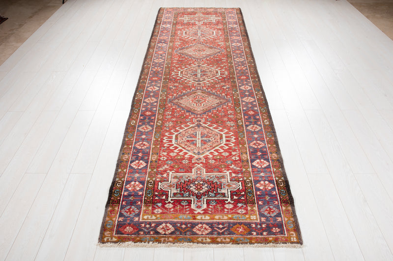 10' 7" x 3' 6" Excellent Hand-Knotted Vintage Tribal Runner Rug - Yasi & Fara 