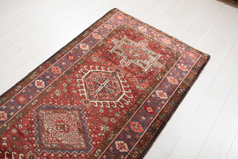 10' 7" x 3' 6" Excellent Hand-Knotted Vintage Tribal Runner Rug - Yasi & Fara 